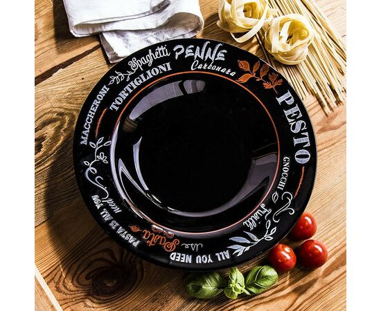 Тарелка для пасты 29см ФРЕНДС ТАЙМ БЛЭК декорированная P1073