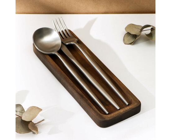 Подставка для столовых приборов Adelica, 23×8×1,8 см, окрашен в тёмный цвет, берёза 9116003