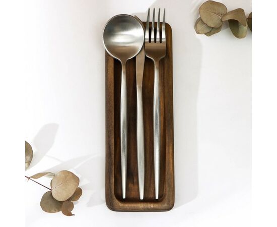 Подставка для столовых приборов Adelica, 23×8×1,8 см, окрашен в тёмный цвет, берёза 9116003, изображение 3