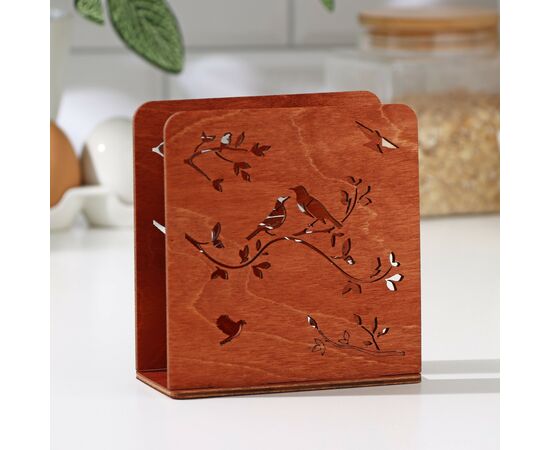 Набор для сервировки «Сказка», салфетница, подставка под горячее, под зубочистки коричн, 9428877, изображение 4