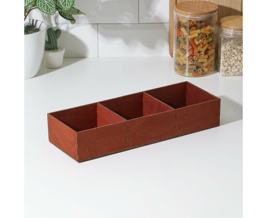 Органайзер деревянный для чая и кухонных принадлежностей Доляна, 33×12×6 см, мокко 9787535, изображение 2