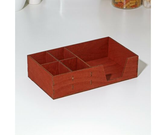 Салфетница деревянная Доляна, с отделениями для специй, 13,5×23,5×6 см, цвет мокко 9787541, изображение 2