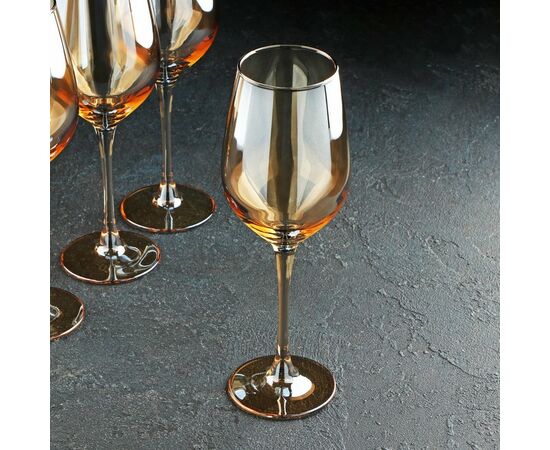 Набор бокалов для вина ЗОЛОТОЙ МЕД 4шт 350мл P9304, изображение 2