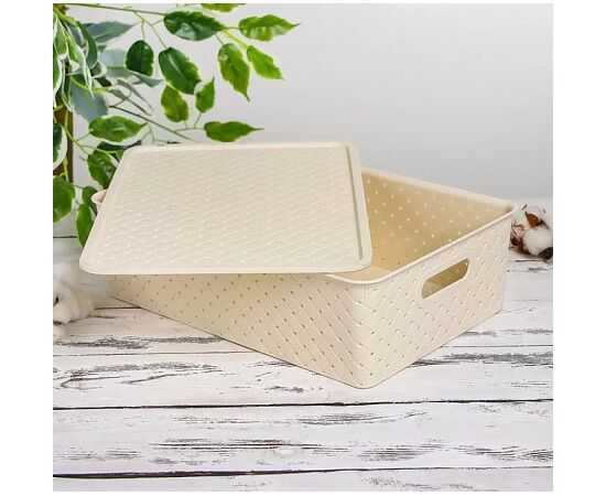 Корзинка БЕРЕС1А слоновая кость 7.5л 350х245х105мм с крышкой V522126