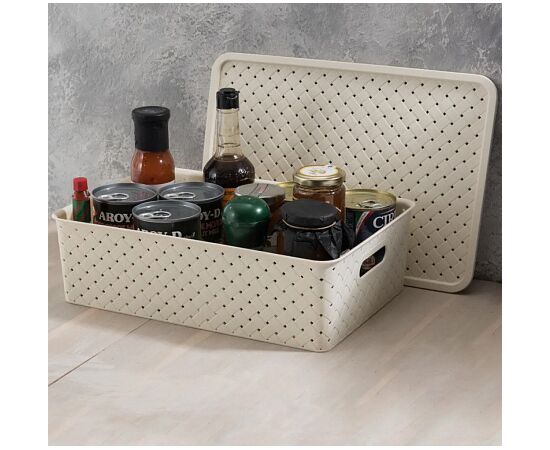 Корзинка БЕРЕС1А слоновая кость 7.5л 350х245х105мм с крышкой V522126, изображение 3