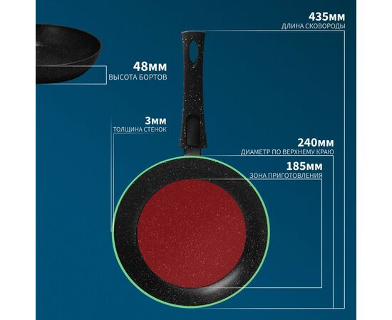 Сковорода ,24см, кованая Magistro Darkс ъёмная ручка soft-touch, антипригарное покрытие 7004464, изображение 6