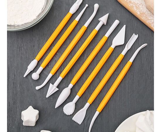 Набор приспособлений для моделирования кондитерских украшений 8 шт, Доляна, МИКС 830293