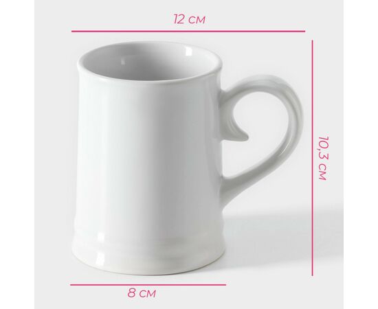 Кружка пивная 300 мл керамическая Доляна, 12×8×10,3 см, белый 10083565, изображение 2