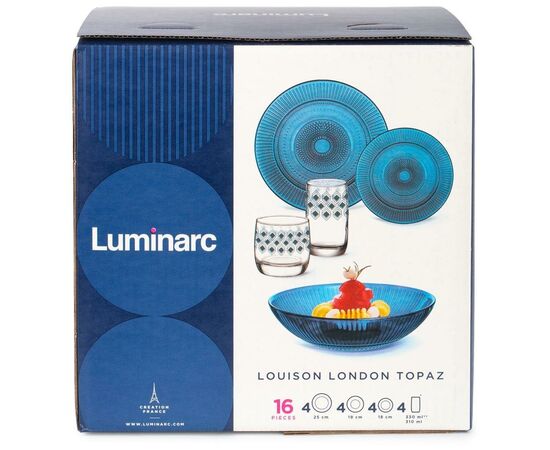 Набор столовый 16пр ЛУИЗ ЛОНДОН ТОПАЗ со стаканами РОМБ ТОПАЗ 330мл S1239