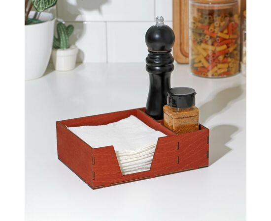 Салфетница деревянная Доляна, с отделениями для специй, 18,5×13,5×6 см, цвет мокко 9787539, изображение 2