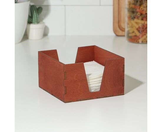 Салфетница 13,5×13,5×8 см, деревянная Доляна, цвет мокко 9787540