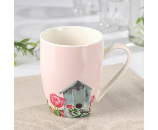 Кружка 350мл, фарфоровая Доляна «Уют», цвет розовый 7342349