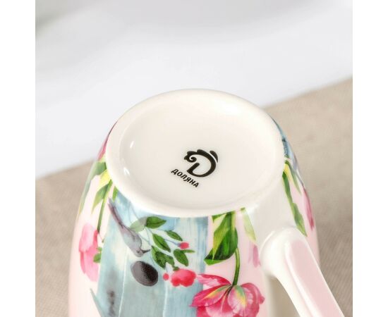 Кружка 350мл, фарфоровая Доляна «Уют», цвет розовый 7342349, изображение 3