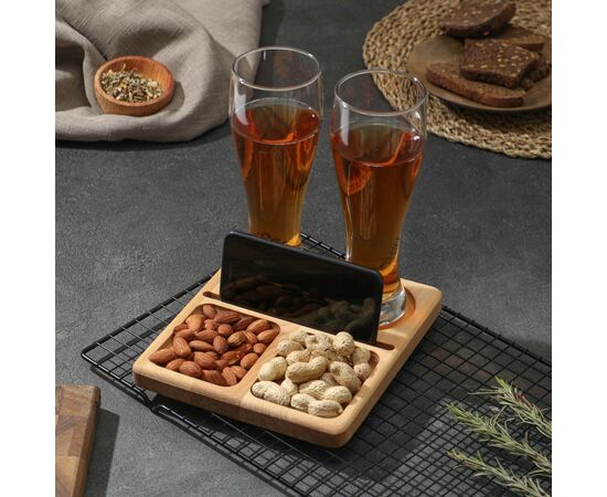 Блюдо 20×18×1,8 см, для подачи Adelica, пропитано маслом, берёза 7867788, изображение 3