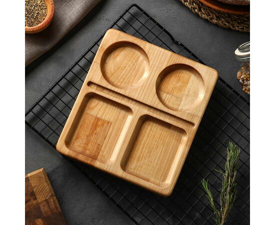 Блюдо 20×18×1,8 см, для подачи Adelica, пропитано маслом, берёза 7867788, изображение 5