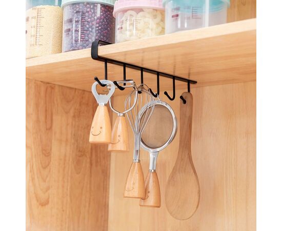 Держатель кухонный подвесной на 6 предметов Доляна, 1,5×26×7 см, цвет чёрный 5168784, изображение 3