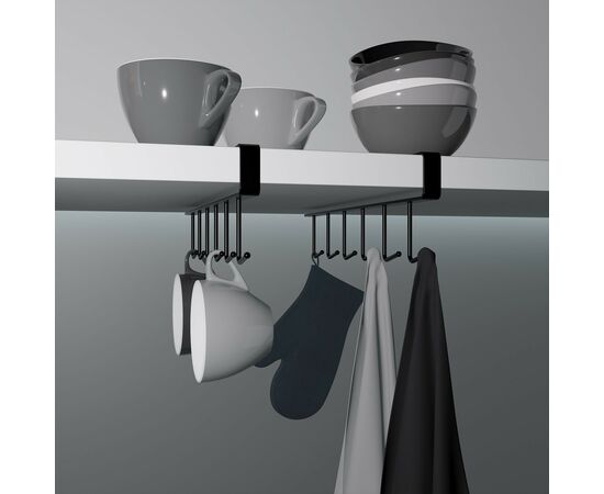 Держатель кухонный подвесной на 6 предметов Доляна, 1,5×26×7 см, цвет чёрный 5168784, изображение 4