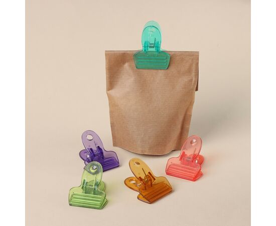 Набор зажимов для пакетов 5 шт, Доляна, 5,2×4 см, цвет МИКС 1147842, изображение 2