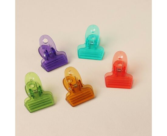 Набор зажимов для пакетов 5 шт, Доляна, 5,2×4 см, цвет МИКС 1147842, изображение 3