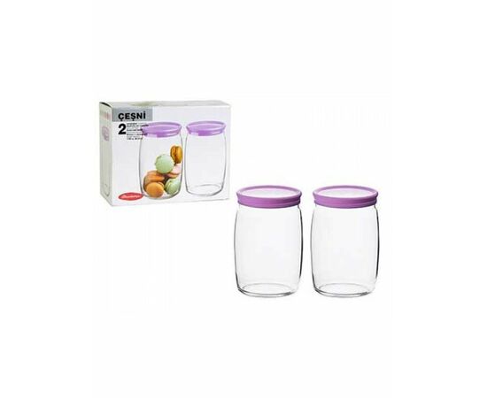 Набор банок 1,1л*2шт ЧЕШНИ с сиреневыми пласт.крышками 43013B, изображение 2