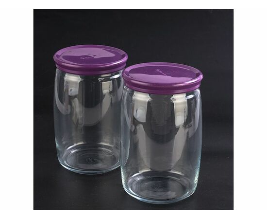 Набор банок 1,1л*2шт ЧЕШНИ с сиреневыми пласт.крышками 43013B