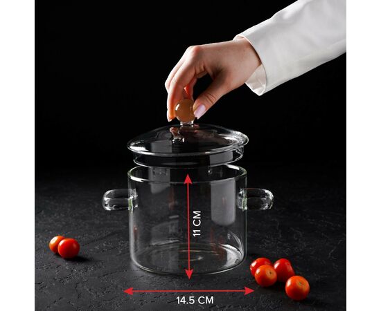 Кастрюля 1,2 л из жаропрочного стекла Magistro «Лия», 20×14 см 7129885, изображение 2