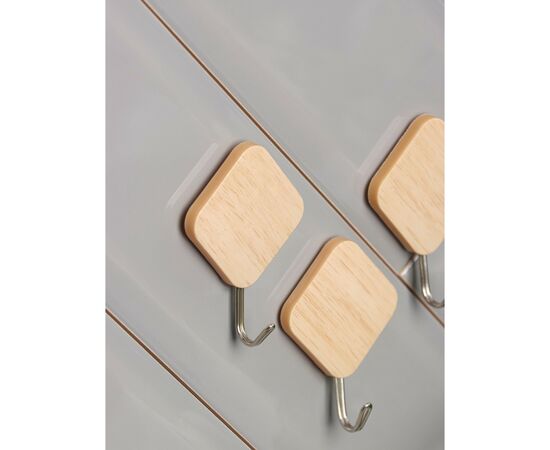 Крючки самоклеящиеся 3 шт, Доляна «Деревянные ромбы» светлое дерево 4587442, изображение 2