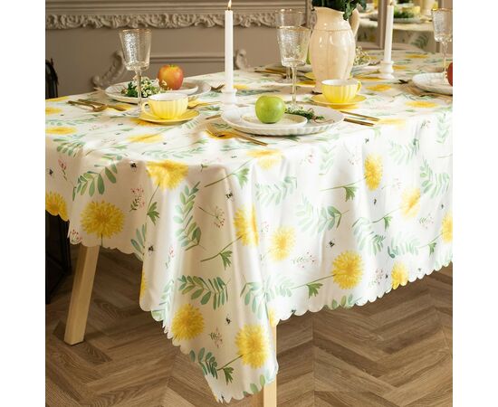 Скатерть 145х110 см, Доляна "Уellow flowers" 100% п/э 10389108, изображение 2