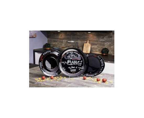 Тарелка для стейка 33см ФРЕНДС ТАЙМ БЛЭК декорированная  P1070, изображение 3