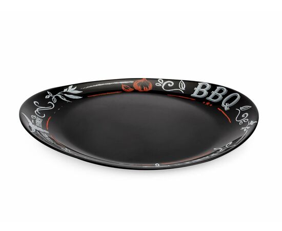 Тарелка для стейка 33см ФРЕНДС ТАЙМ БЛЭК декорированная  P1070