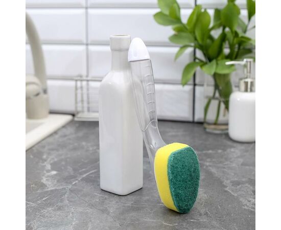 Губка для посуды с дозатором, 6×8×23 см, поролоновая с абразивным покрытием 5200277