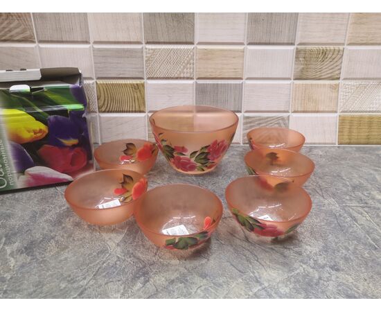 Набор салатников 7пр ХЗ 1326/Х07 (1 большой + 6 малых) цветн/худ, изображение 2