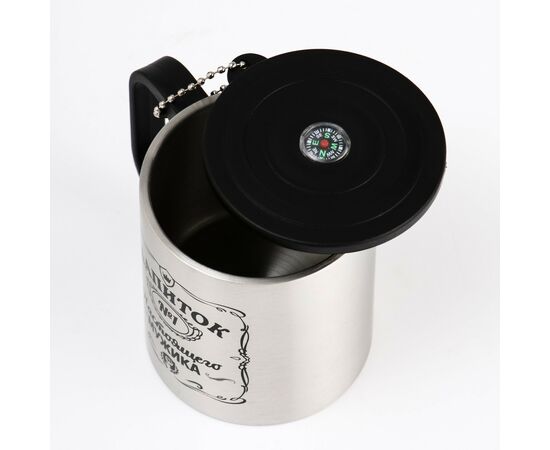 Термокружка 180 мл, Туризм "Напиток мужика", сохраняет тепло 2 ч, компас, хром 6988558, изображение 3