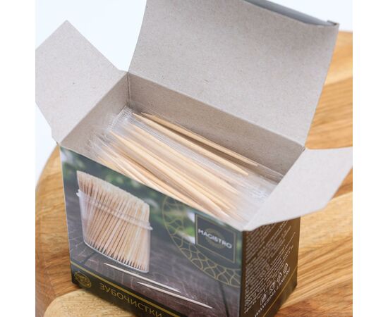 Зубочистки из берёзы Magistro 300шт в индивид упаковке, картон коробка 5178502, изображение 2