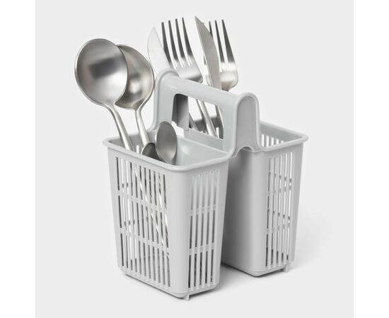 Сушилка для столовых приборов 2 отделения, 10,1х13,8х16 см, цвет серый 10622087