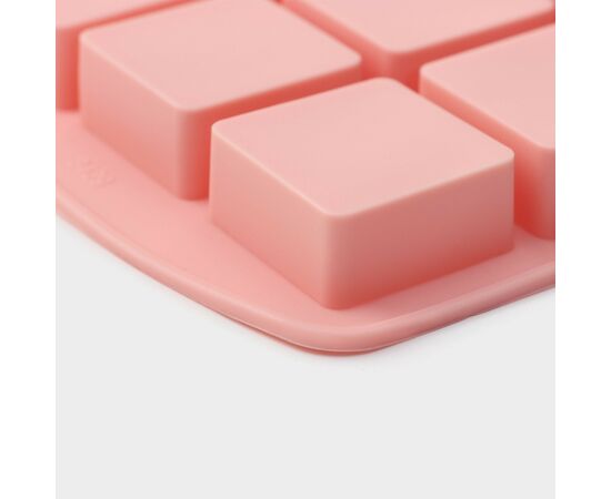 Форма для льда 15 ячеек "Кьюб" 20х11,5х1,5см, цвет розовый 5387687, изображение 5