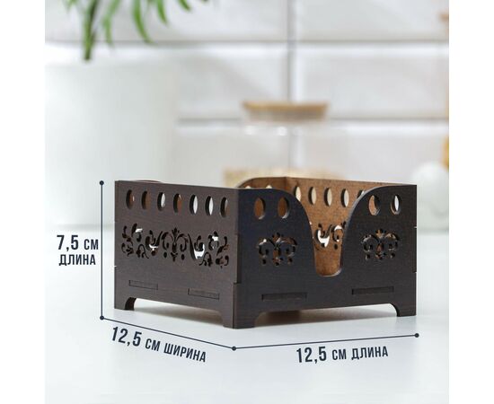 Салфетница 12,3×12,3 см, Доляна «Мокко», с салфетками, деревянная, шоколадный 7119734, изображение 2