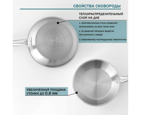 Сковорода 24см, h=50, толщина стенки 0,6 мм, индукция, длинна ручки 21,5 см   9355237, изображение 11