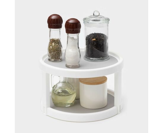 Органайзер вращающийся 2-х ярусный с силиконовой вставкой "Griten" d-25 см, цвет белый   10179539, изображение 3