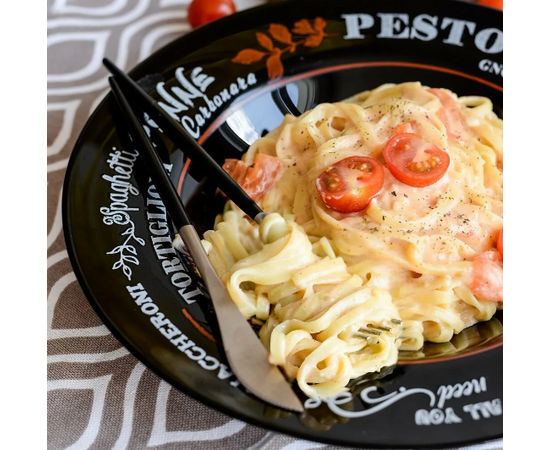 Тарелка для пасты 28,5см Friend's Time Saloon ФРЕНДС ТАЙМ БЛЭК декорированная N2173, изображение 3