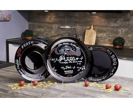 Тарелка для пасты 28,5см Friend's Time Saloon ФРЕНДС ТАЙМ БЛЭК декорированная N2173, изображение 4