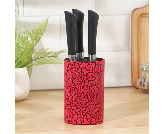 Подставка для ножей с наполнителем «Красный разлом», 14×9 см, soft-touch, красный 3936201, изображение 2