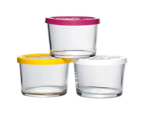 Набор банок д/хранения 220мл*3шт БЕЙЗИК (бел.,желт.,фукс.кр) 98740B1, изображение 3