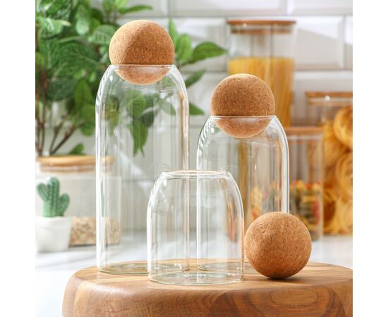 Набор банок 3 пр (450/700/1000мл) стеклянных для сыпучих продуктов Magistro «Эко», 5429706, изображение 3