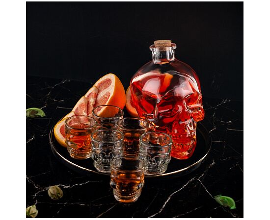 Набор SKULL 7 предметов (штоф 800мл стопки 6шт 50мл) GL002, изображение 4