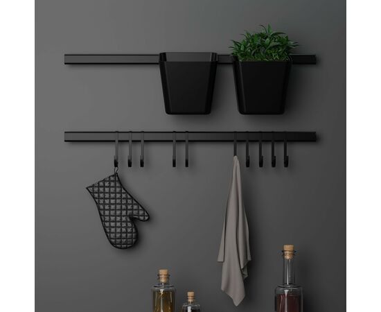Рейлинговая система для кухни на 7 предметов 60,5 см, Доляна, чёрный 6961925, изображение 7